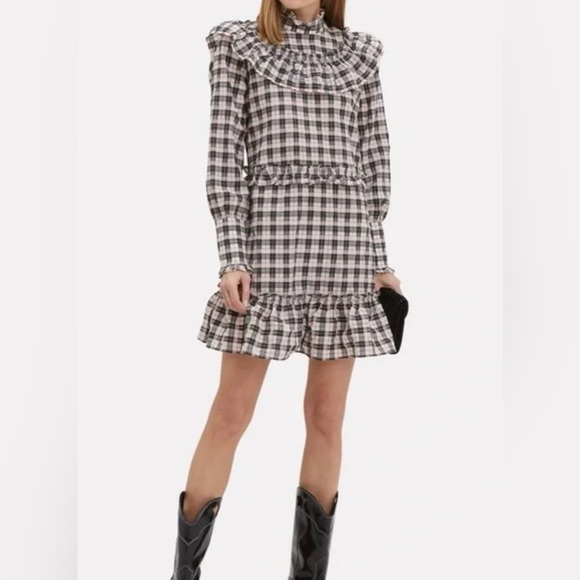 Ganni Dresses & Skirts - GANNI Gingham Ruffle dress size 34 / size 2